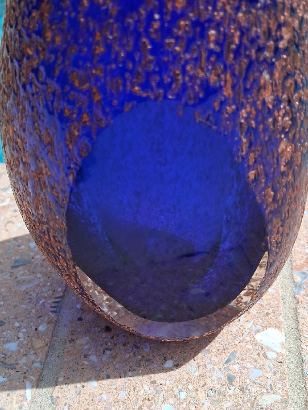 Super RARE Murano Cobalt Blue Glass Vase Gold TXTRD. By, Alessandro Mandruzzato. - Picture 2 of 16